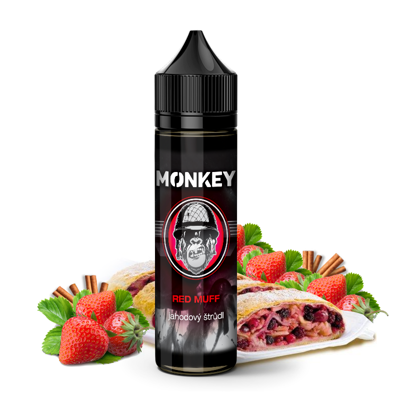 Monkey Liquid (CZ) Red Muff (Jahodový štrůdl) - Příchuť Monkey Shake & Vape Množství: 12ml