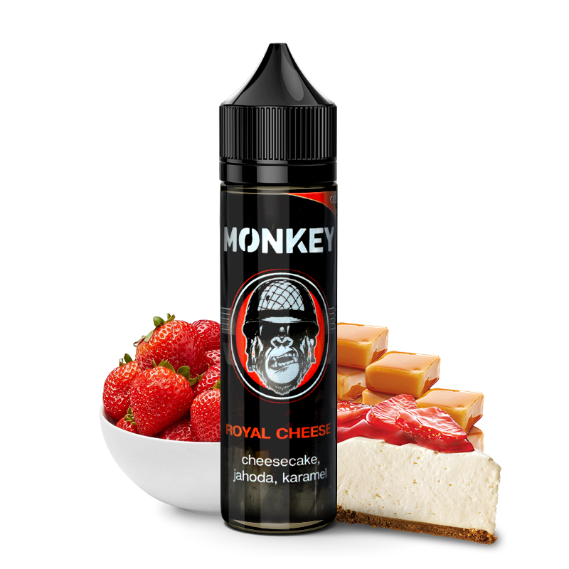 Monkey Liquid (CZ) Royal Cheese (Jahodový cheesecake s karamelem) - Příchuť Monkey Shake & Vape Množství: 12ml