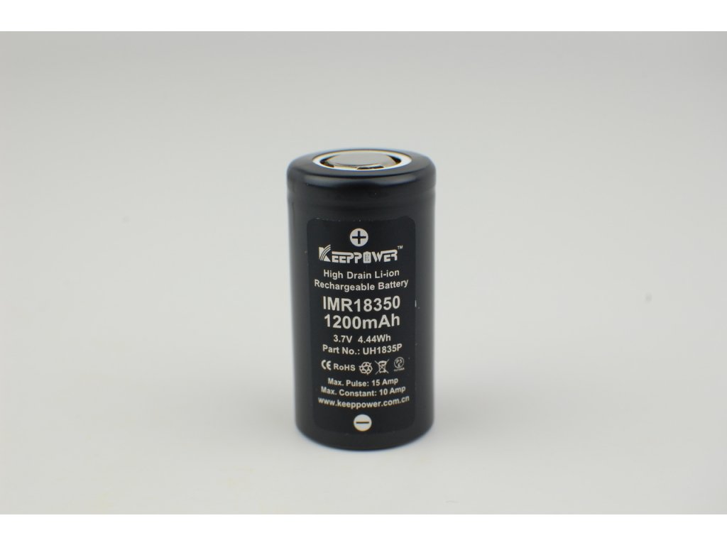 Baterie Keeppower IMR 18350 - 1200mAh, 10A Ochrana PCB: Ne