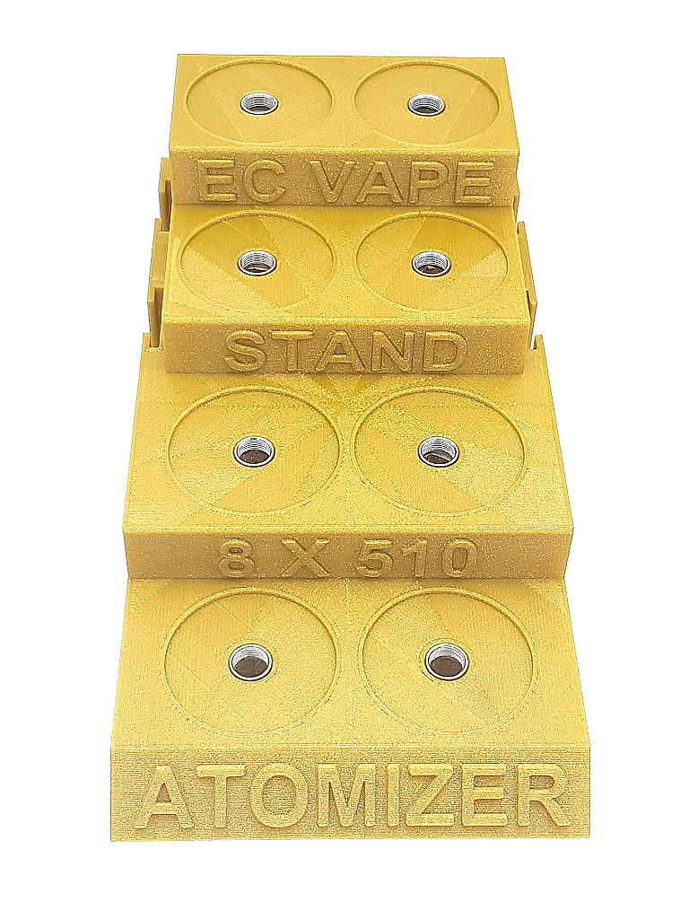 EC-ORIGINAL Stolní stojánek s t-drážkou pro atomizéry - 8 x 510 závit Barva: Zlatá s třpytkami