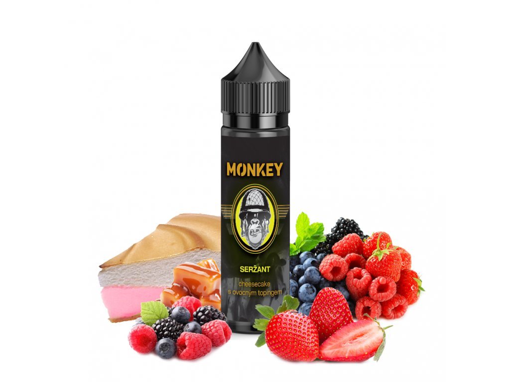 Monkey Liquid (CZ) Seržant (Cheesecake s jahodovo-malinovým topingem) - Příchuť Monkey Shake & Vape Množství: 12ml