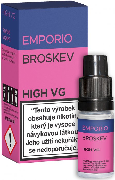 IMPERIA Broskev - E-liquid Emporio High VG 10ml Množství: 10ml, Množství nikotinu: 6mg