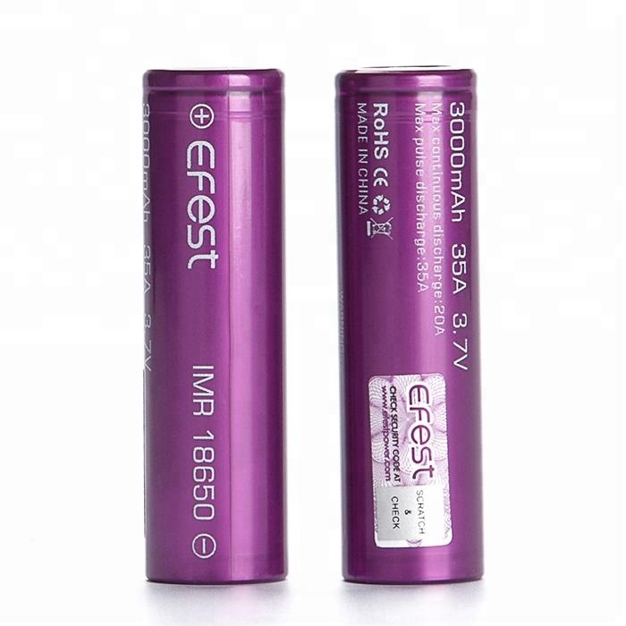 Baterie 18650 Efest IMR - 20A - 3000mAh Kapacita Baterie: 3000mAh, Ochrana PCB: Ne