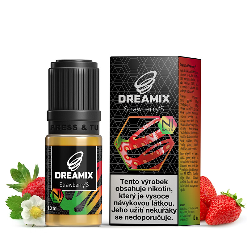 Vitastyle (CZ) Jahoda (Strawberry'S) Dreamix SALT (50PG/50VG) 10ml Množství: 10ml, Množství nikotinu: 20mg