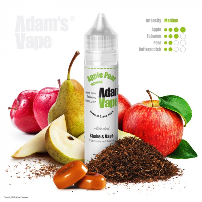 Adams vape (CZ) Apple Pear Tobacco (Šťavnatá jablka v karamelu s tabákem) - Příchuť Adams vape S&V 12ml Množství: 12ml