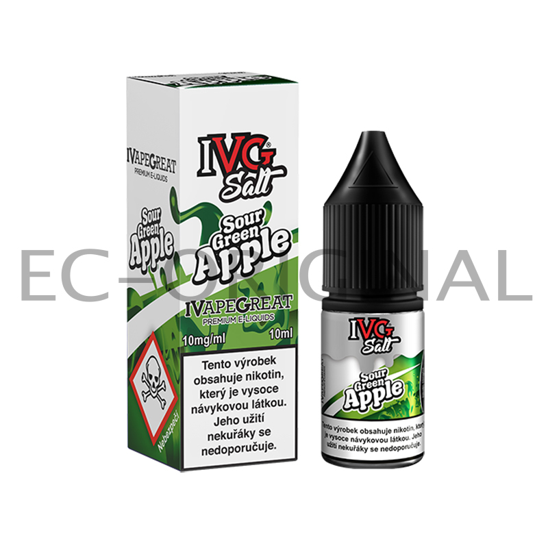 I VG (UK) Kyselé zelené jablko (Sour Green Apple) - IVG Salt (50PG/50VG) 10ml Množství: 10ml, Množství nikotinu: 20mg