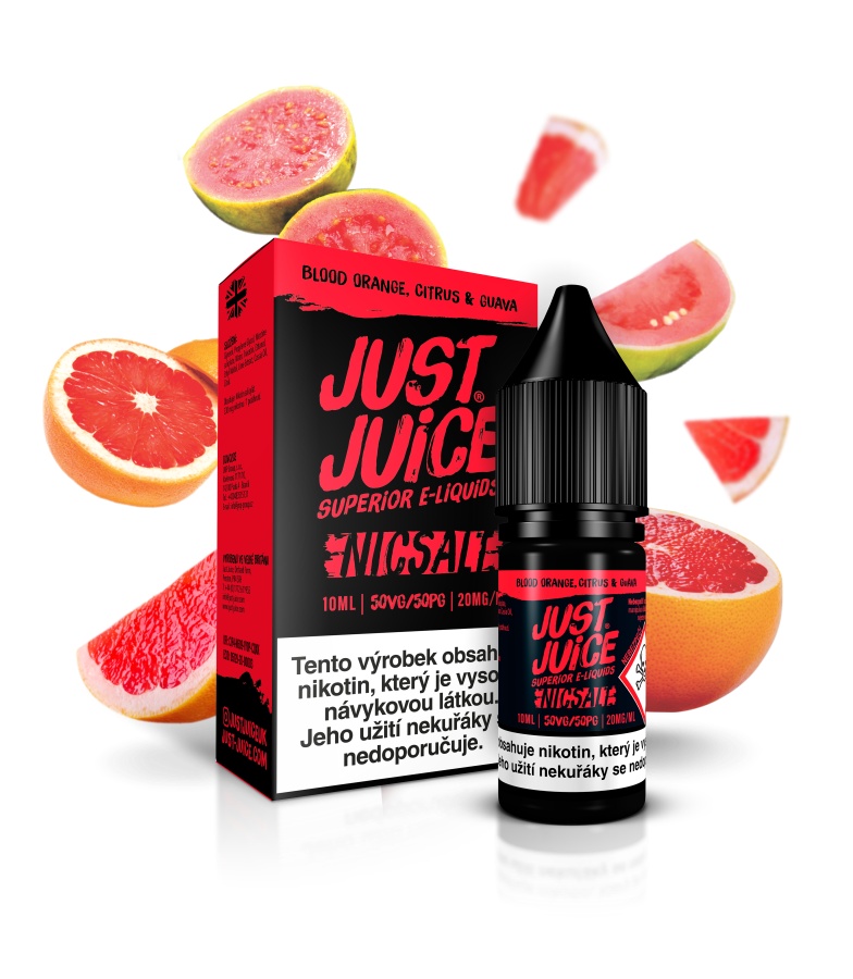 Just Juice (GB) Blood Orange, Citrus & Guava (Červený pomeranč, citron a guava) Just Juice Salt E-liquid 10ml Množství: 10ml, Množství nikotinu: 11mg