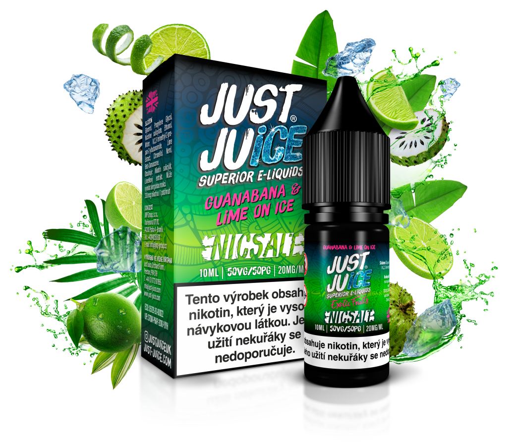 Just Juice (GB) Guanabana & Lime On Ice (Ledová limetka s graviolou) Just Juice Salt E-liquid 10ml Množství: 10ml, Množství nikotinu: 20mg