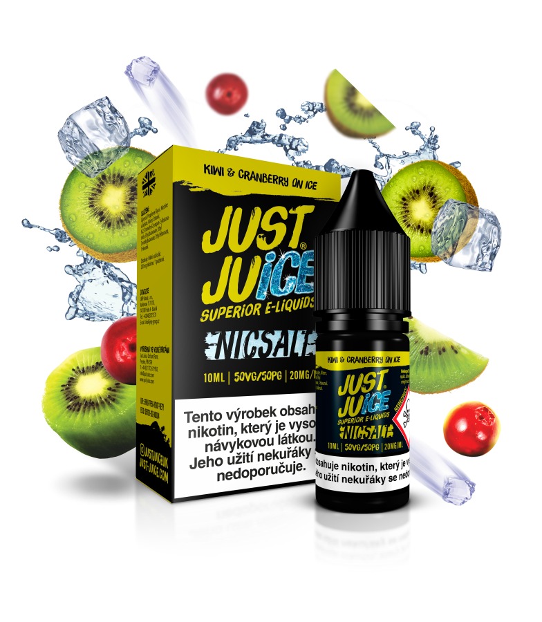 Just Juice (GB) Kiwi & Cranberry On Ice (Ledové kiwi & brusinka) Just Juice Salt E-liquid 10ml Množství: 10ml, Množství nikotinu: 20mg