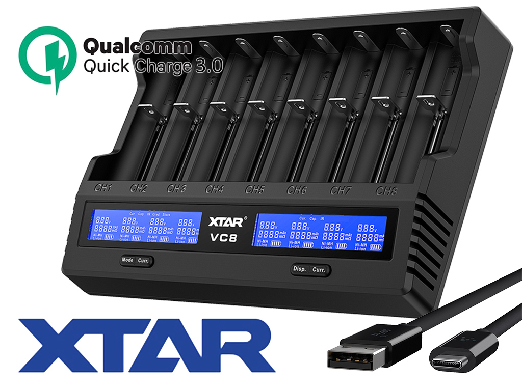 Xtar VC8 LCD nabíječka osmislotová pro Li-Ion/Mn