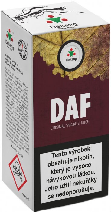 DAF - Dekang náplň do e-cigarety Kategorie: Tabákové, Příchuť: Tabáková - DAF, Množství: 10ml, Množství nikotinu: 11mg