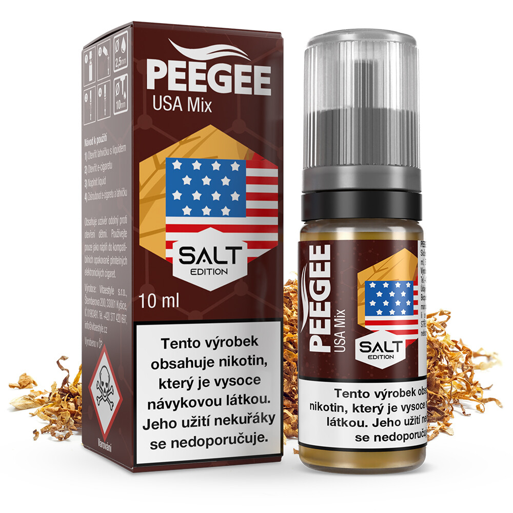 Vitastyle (CZ) PEEGEE Salt - USA Mix Množství: 10ml, Množství nikotinu: 10mg