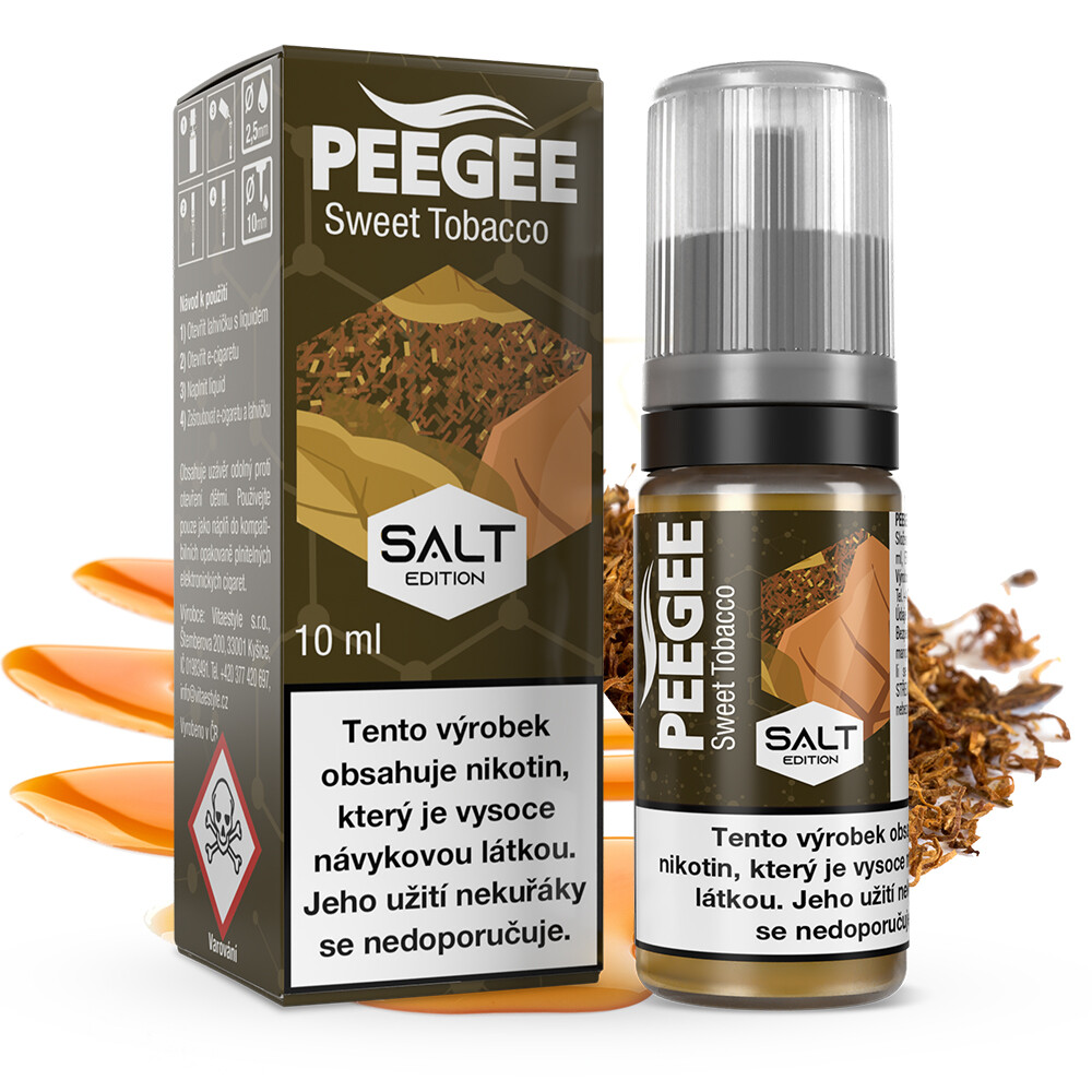 Vitastyle (CZ) PEEGEE Salt - Sladký tabák (Sweet Tobacco) Množství: 10ml, Množství nikotinu: 10mg