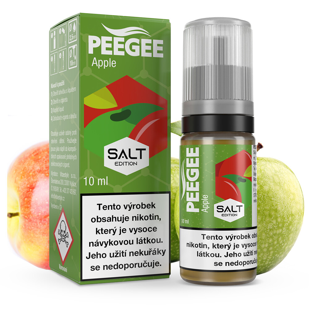 Vitastyle (CZ) PEEGEE Salt - Jablko (Apple) Množství: 10ml, Množství nikotinu: 10mg