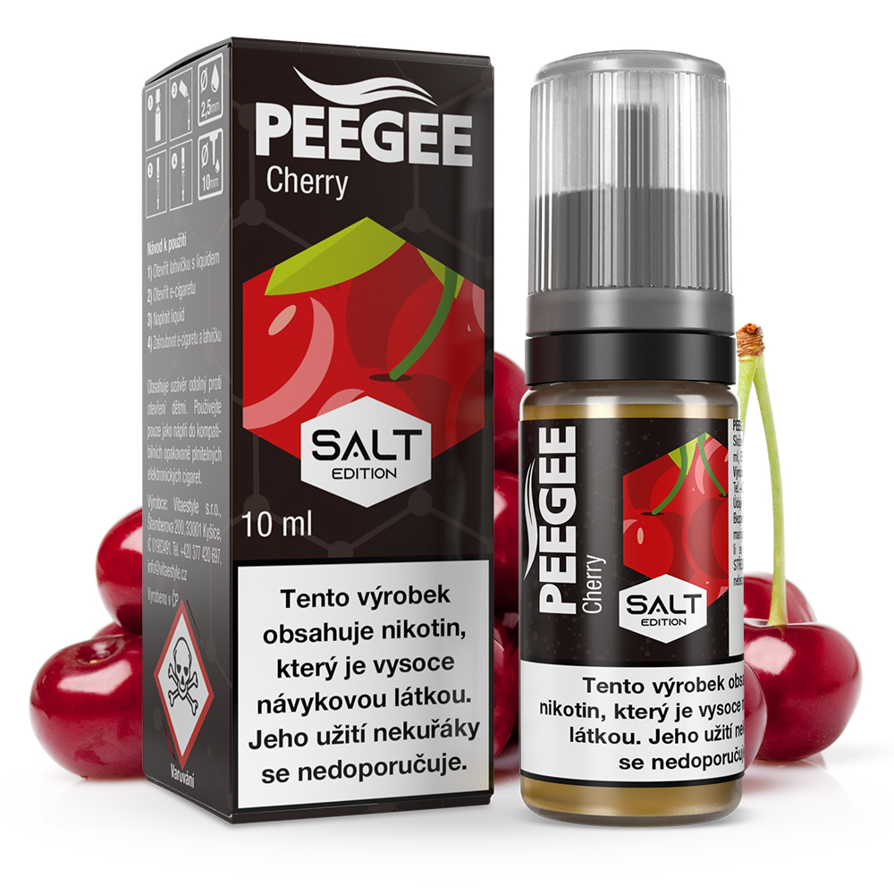 Vitastyle (CZ) PEEGEE Salt - Višeň (Cherry) Množství: 10ml, Množství nikotinu: 20mg