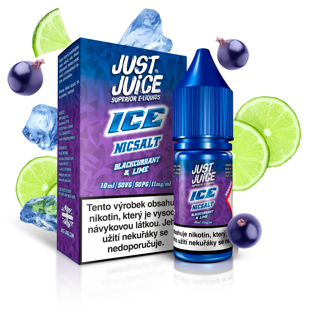 Just Juice (GB) ICE Blackcurrant & Lime (Ledový černý rybíz & limetka) Just Juice Salt E-liquid 10ml Množství: 10ml, Množství nikotinu: 11mg