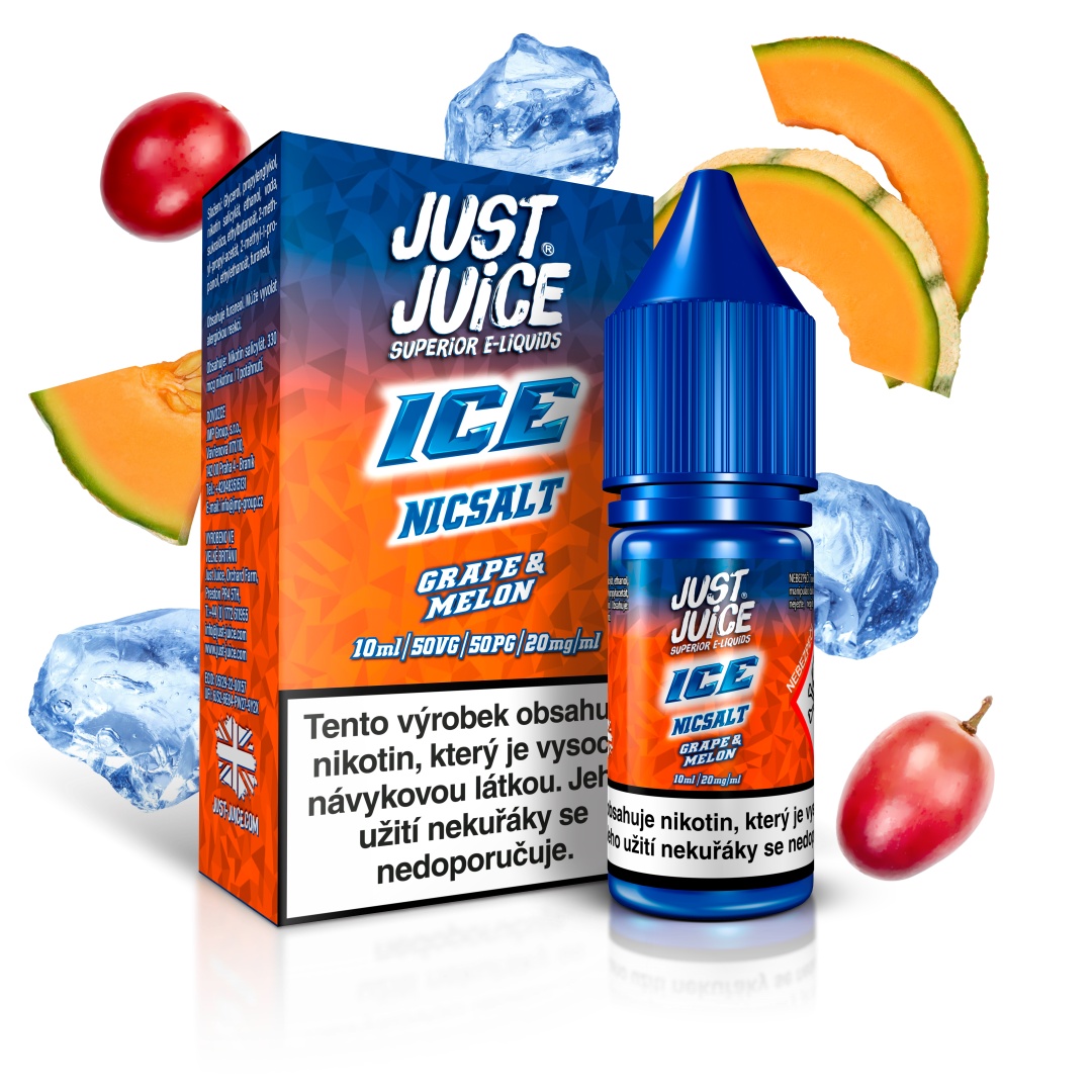 Just Juice (GB) ICE Grape & Melon (Ledové hroznové víno & cukrový meloun) Just Juice Salt E-liquid 10ml Množství: 10ml, Množství nikotinu: 20mg