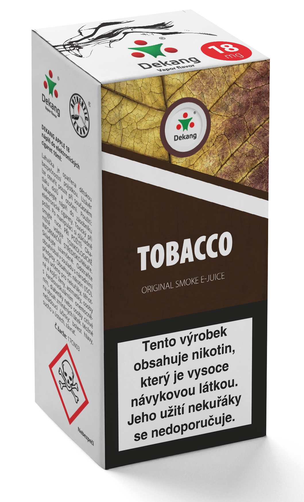 Tabák (Tobacco) - Dekang náplň do e-cigarety Kategorie: Tabákové, Množství: 10ml, Množství nikotinu: 6mg