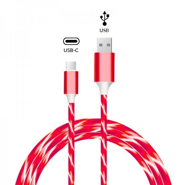 Tobeco Svítící kabel USB-A na USB-C pro rychlé nabíjení Barva: Červená