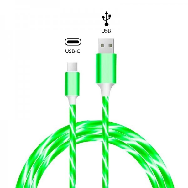 Tobeco Svítící kabel USB-A na USB-C pro rychlé nabíjení Barva: Zelená
