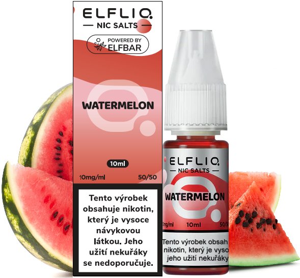 Watermelon - ELF BAR - ELFLIQ NIC SALT (50PG/50VG) 10ml Množství: 10ml, Množství nikotinu: 10mg