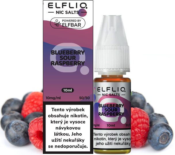Blueberry Sour Raspberry - ELF BAR - ELFLIQ NIC SALT (50PG/50VG) 10ml Množství: 10ml, Množství nikotinu: 10mg