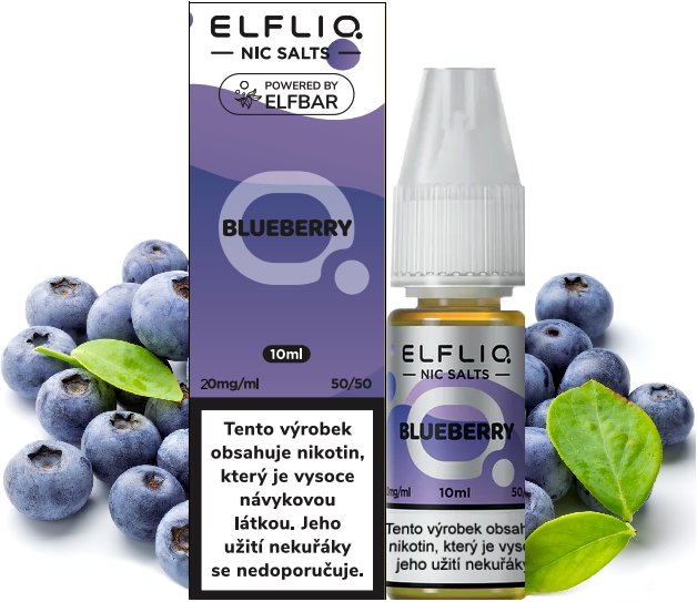 Blueberry - ELF BAR - ELFLIQ NIC SALT (50PG/50VG) 10ml Množství: 10ml, Množství nikotinu: 20mg