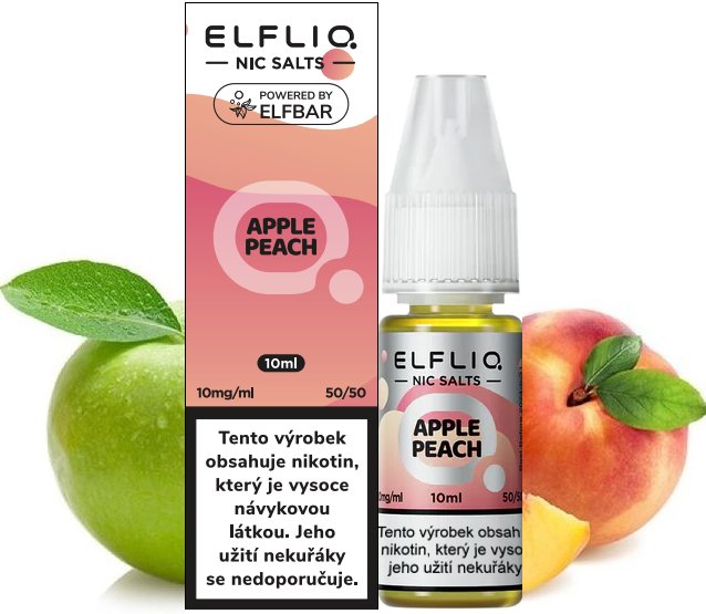 Apple Peach - ELF BAR - ELFLIQ NIC SALT (50PG/50VG) 10ml Množství: 10ml, Množství nikotinu: 10mg