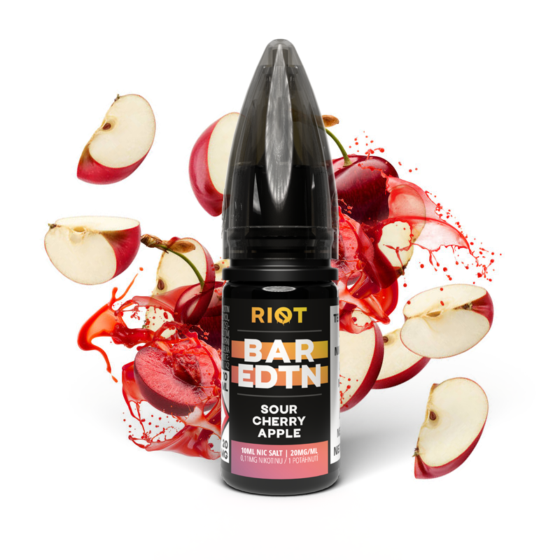 Riot Squad (GB) Sour Cherry Apple (Třešeň a zelené jablko) Riot BAR EDTN Salt E-liquid 10ml Množství: 10ml, Množství nikotinu: 20mg