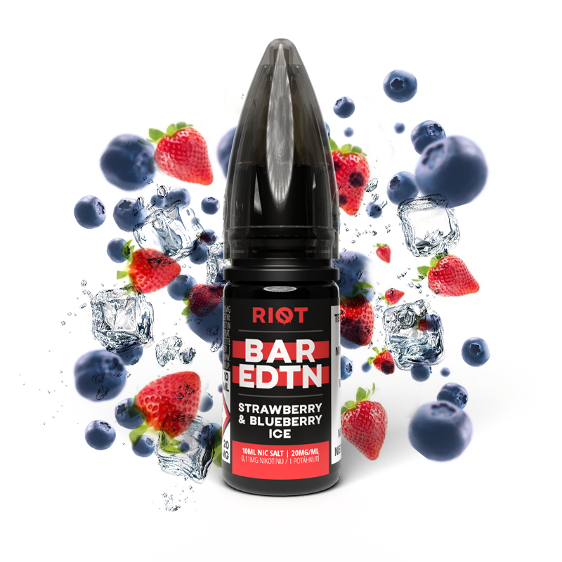 Riot Squad (GB) Strawberry Blueberry Ice (Ledová borůvka s jahodou) Riot BAR EDTN Salt E-liquid 10ml Množství: 10ml, Množství nikotinu: 20mg