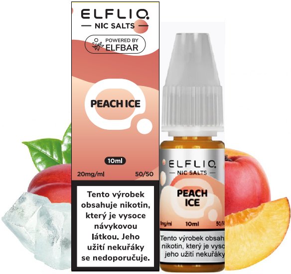 Peach Ice - ELF BAR - ELFLIQ NIC SALT (50PG/50VG) 10ml Množství: 10ml, Množství nikotinu: 20mg