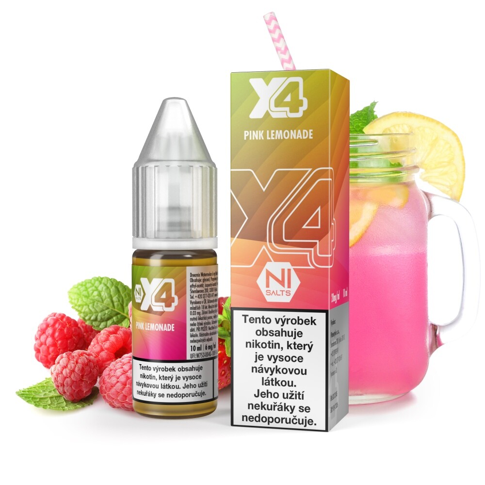 Vitastyle (CZ) Růžová limonáda (Pink Lemonade) - X4 Bar Juice Salt 10ml Množství: 10ml, Množství nikotinu: 20mg