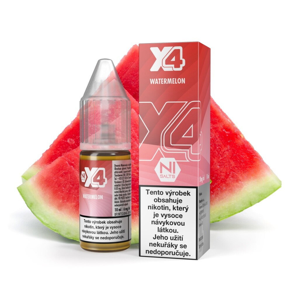 Vitastyle (CZ) Vodní meloun (Watermelon) - X4 Bar Juice Salt 10ml Množství: 10ml, Množství nikotinu: 20mg