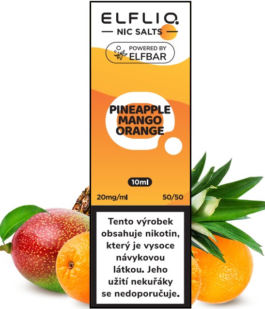 Pineapple Mango Orange - ELF BAR - ELFLIQ NIC SALT (50PG/50VG) 10ml Množství: 10ml, Množství nikotinu: 10mg