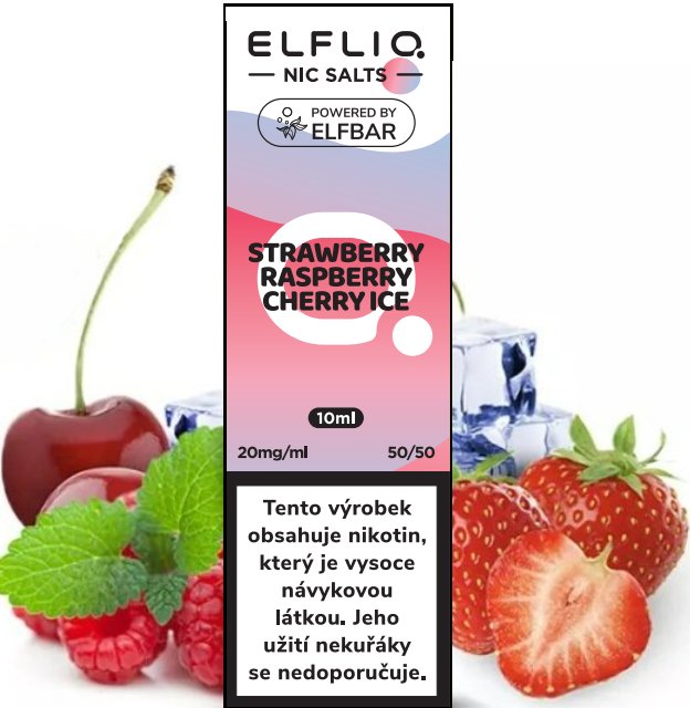 Strawberry Raspberry Cherry Ice - ELF BAR - ELFLIQ NIC SALT (50PG/50VG) 10ml Množství: 10ml, Množství nikotinu: 10mg
