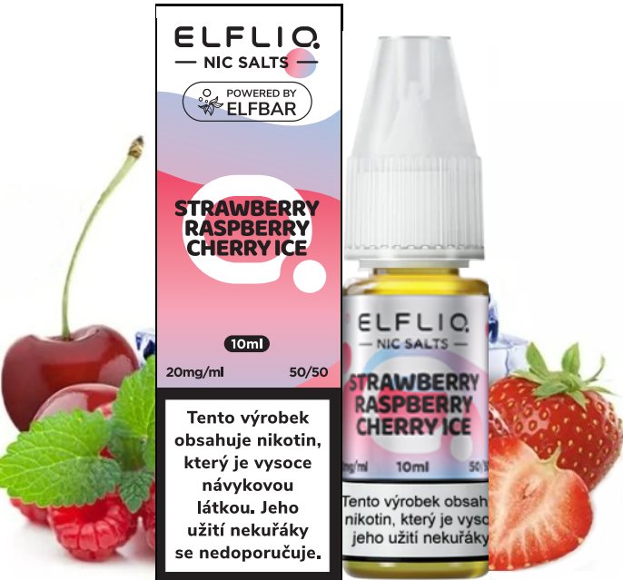 Strawberry Raspberry Cherry Ice - ELF BAR - ELFLIQ NIC SALT (50PG/50VG) 10ml Množství: 10ml, Množství nikotinu: 20mg
