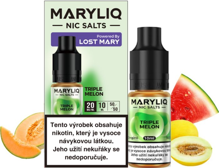 Triple Melon - ELF BAR - LOST MARY - MARYLIQ NIC SALT (50PG/50VG) 10ml Množství: 10ml, Množství nikotinu: 20mg