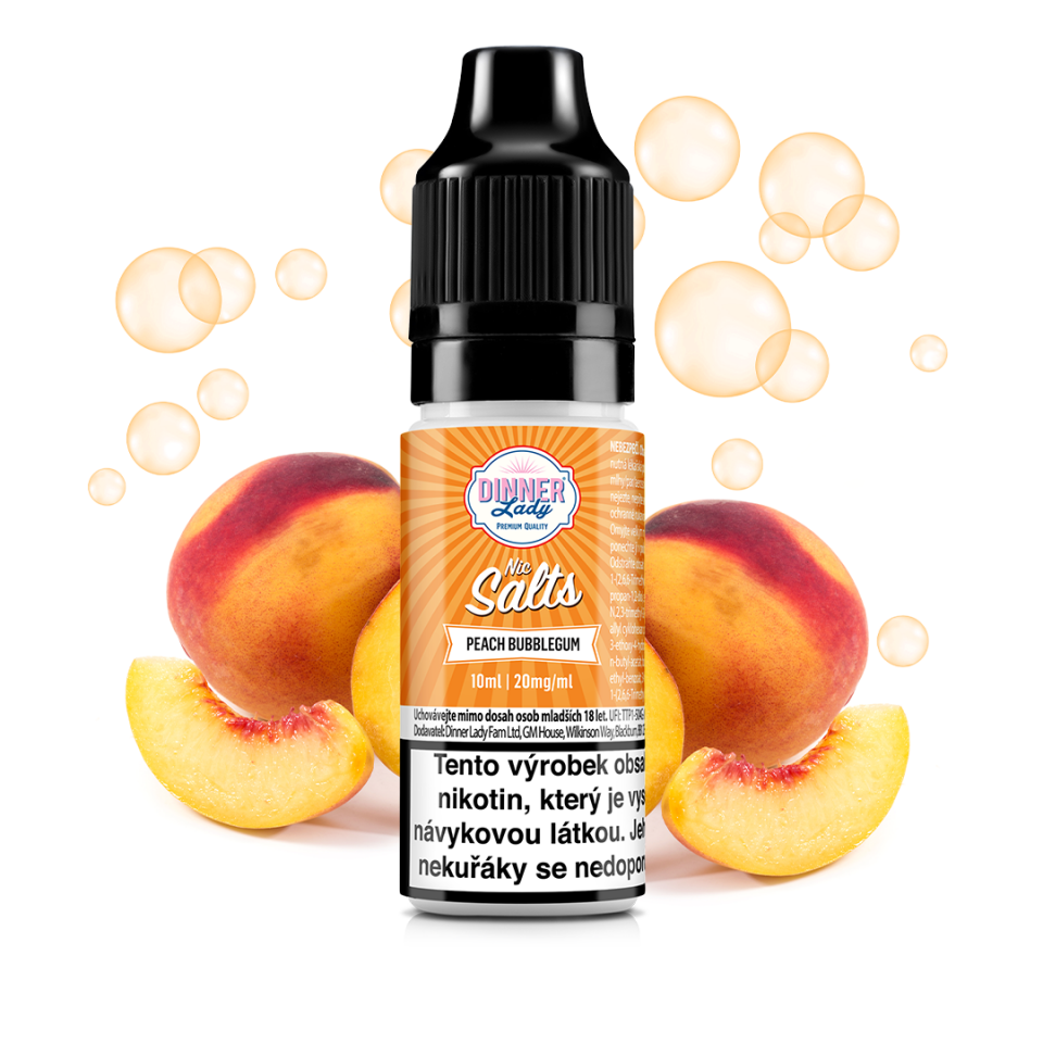 Peach Bubblegum - Dinner Lady NIC SALT (50PG/50VG) 10ml Množství: 10ml, Množství nikotinu: 20mg