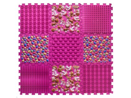 Masážní ortopedická podložka Ortek "Puzzle Mix" 9 modulů Růžová