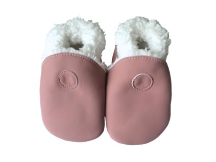 Růžové kožené capáčky Hopi Hop s kožíškem