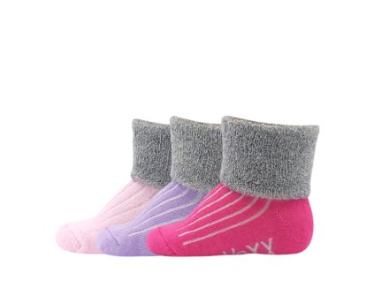 Dětské froté ponožky pro děti 3 páry - růžové