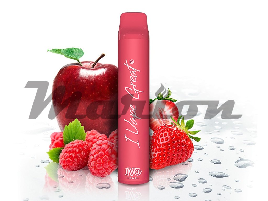 IVG Bar Plus + - Jahoda s malinami a růžovým jablkem (Strawberry Raspberry Pink Apple), produktový obrázek.