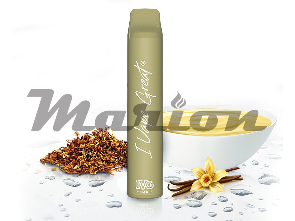 IVG Bar Plus + - Tabák s vanilkou (Vanilla Custard Tobacco), produktový obrázek.