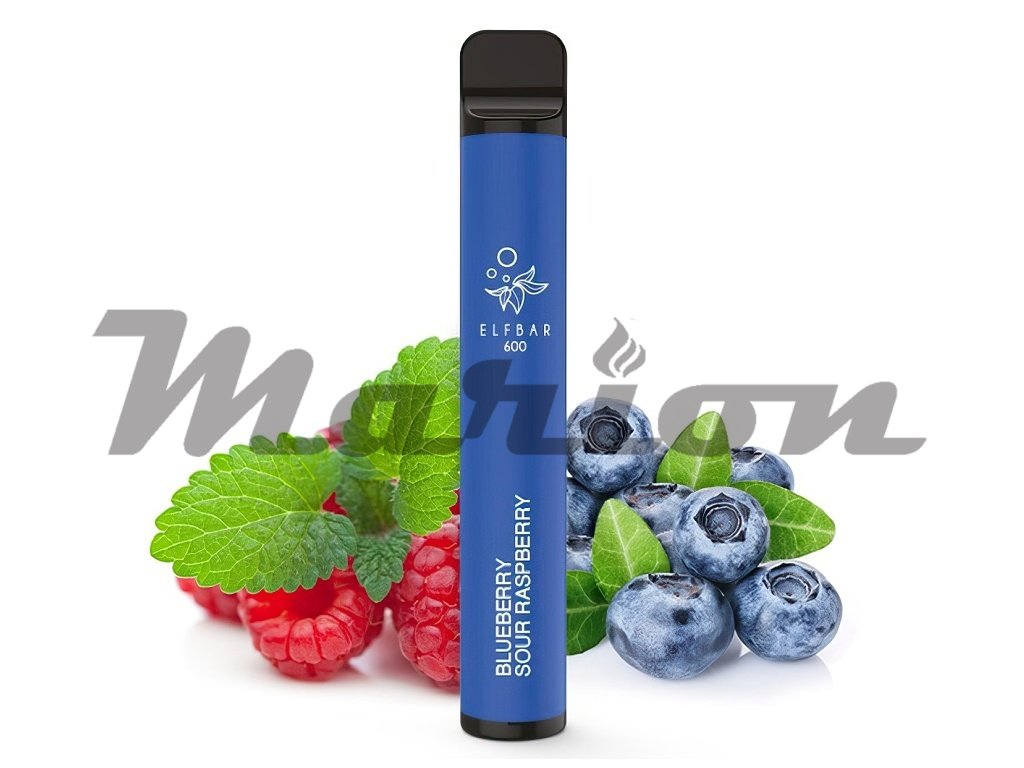 Elf Bar 600 - 0mg - ZERO - Blueberry Sour Raspberry (Borůvka s malinou), produktový obrázek.