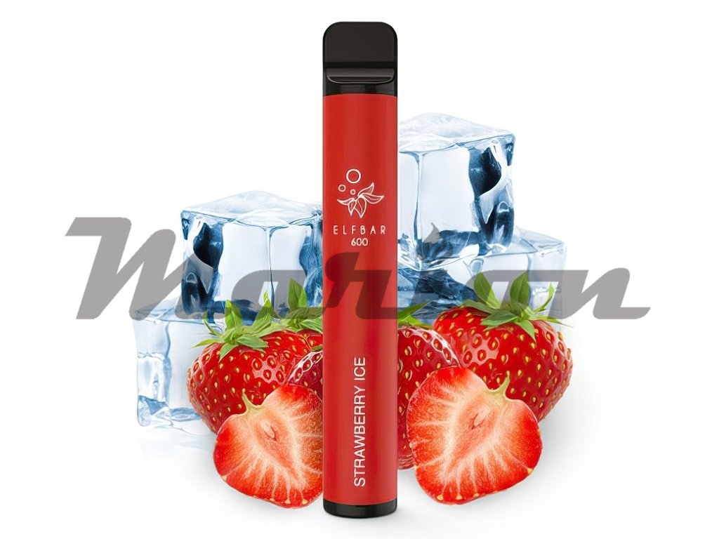 Elf Bar 600 - 20mg - Strawberry ICE (Svěží jahoda), produktový obrázek.