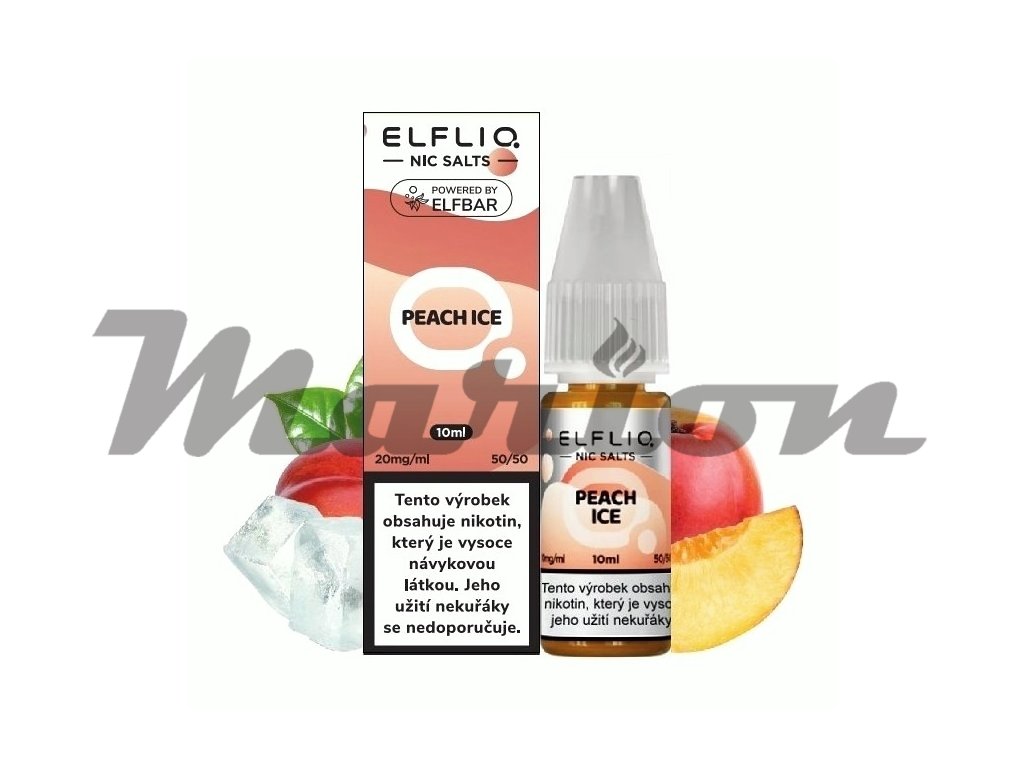 Elf Bar Elfliq - Salt e-liquid - Peach ICE - 10ml - 20mg, produktový obrázek.