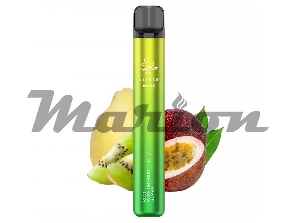 Elf Bar 600 V2 - 20mg - Kiwi Passion Fruit Guava (Kiwi, Marakuja, Kvajáva), produktový obrázek.