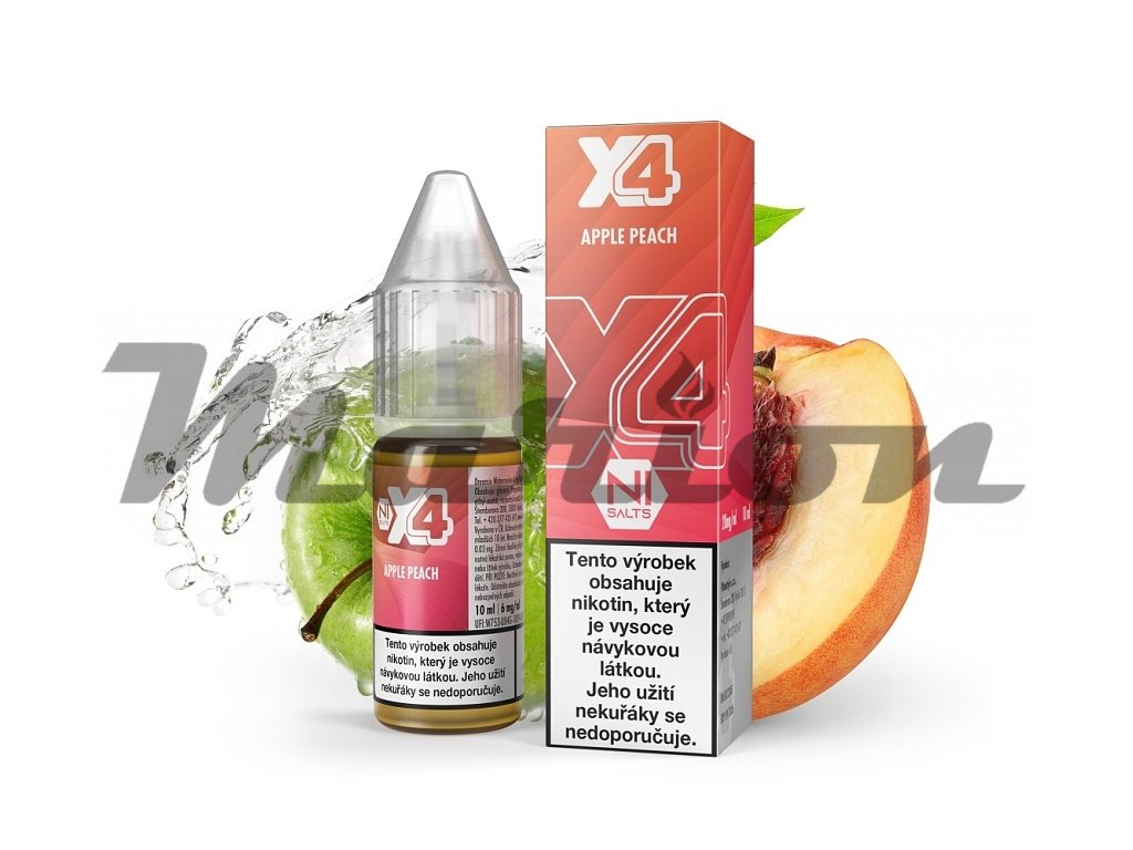 X4 Bar Juice Salt - E-liquid - Apple Peach (Jablko s broskví) - 10mg, produktový obrázek.