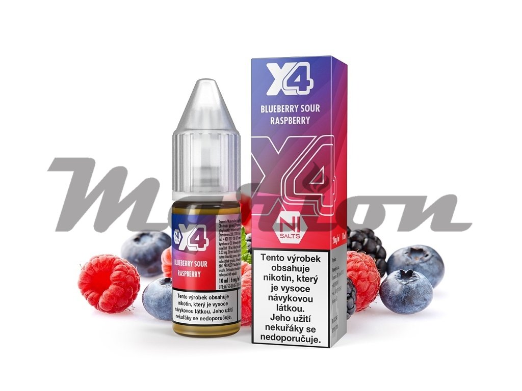X4 Bar Juice Salt - E-liquid - Blue Sour Raspberry (Borůvka s malinou) - 20mg, produktový obrázek.