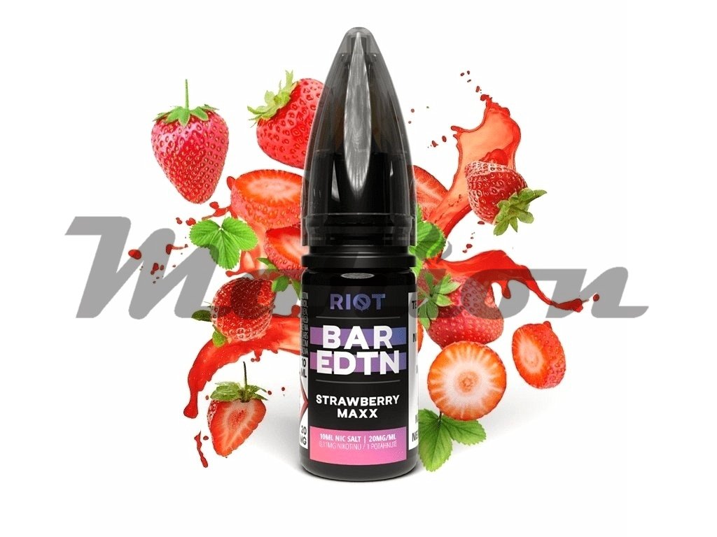 Riot BAR EDTN - Salt e-liquid - Strawberry Maxx - 10ml - 20mg, produktový obrázek.